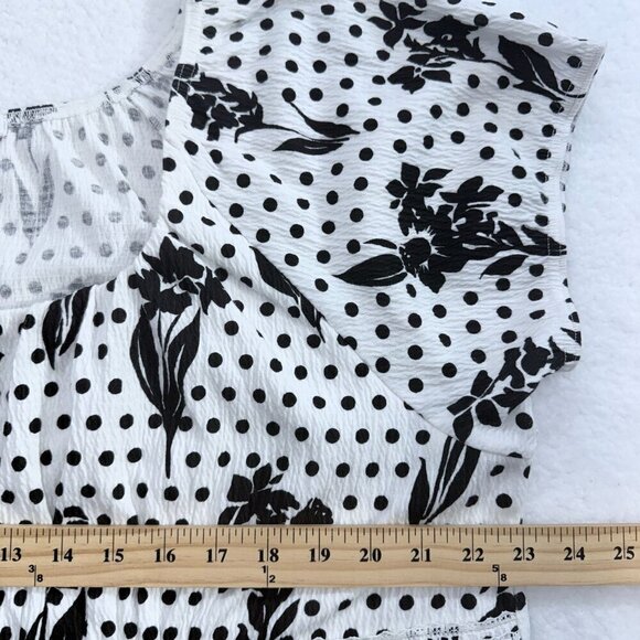 Dressbarn Polka Dot Floral Gauze Tunic Top Peasant Boho B & W Womens 18/20 - Picture 9 of 11